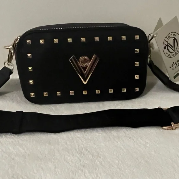 Valentino Orlandi Black Crossover Bag with studded accents NWT - Picture 2 of 6